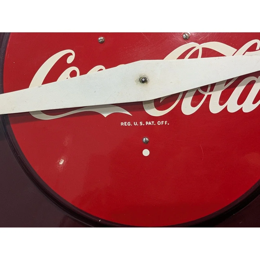 Vintage Coca-Cola Telechron Electric Wall Clock Advertising Sign Round Red 50s